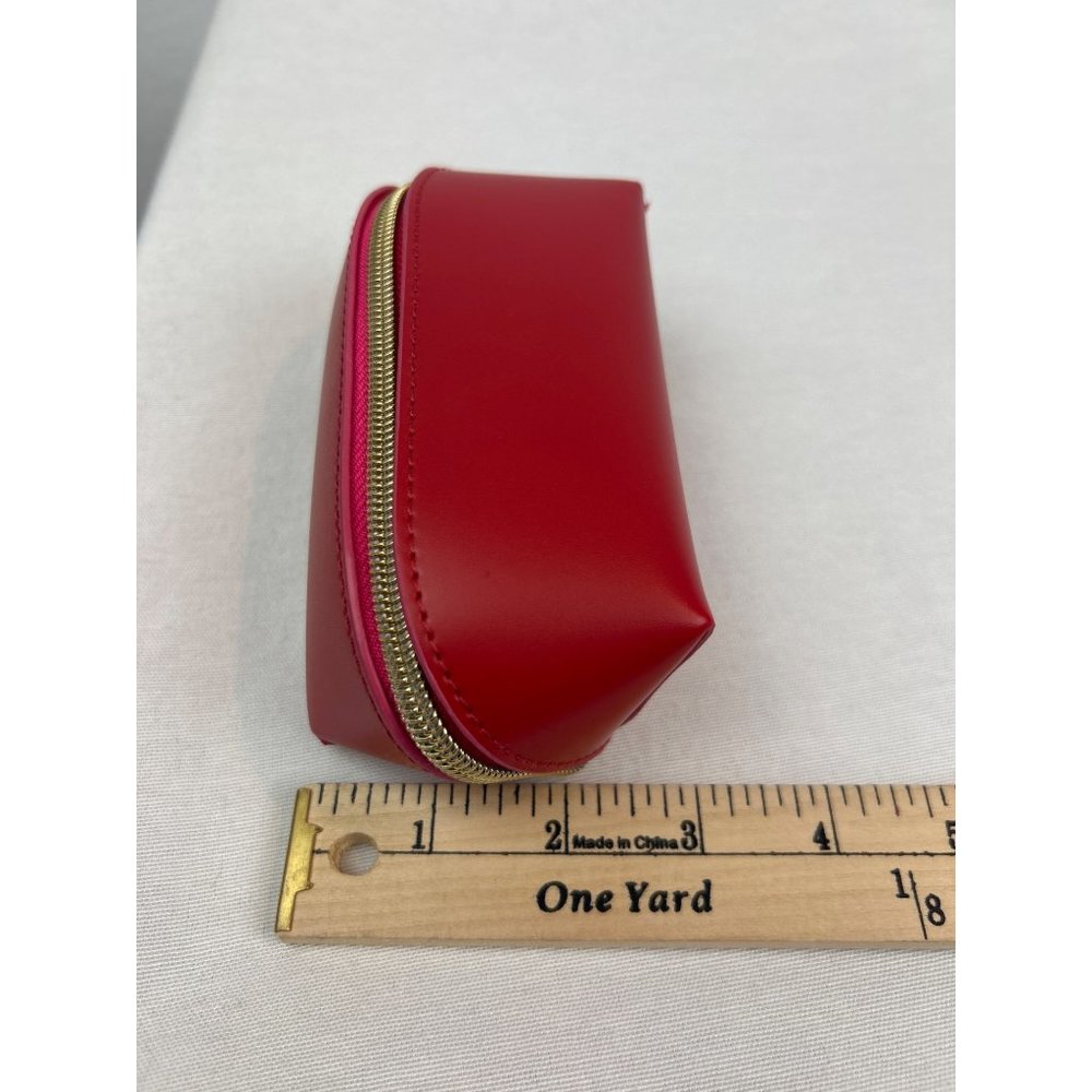 Elizabeth Arden Red Faux Leather Cosmetic Bag Gold Pink Zipper Closure - Picture 11 of 11